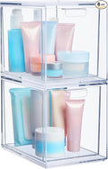 STORi Audrey Stackable Bin Clear Plastic Organizer Drawers | 2 Piece Set | Organize Cosmetics and Beauty Supplies on a Vanity | Made in USA (Pack of 6) by STORi