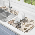 Dish Drying Mat for Kitchen Counter Matt, 2PCS 24"x18" Dish Drainer Mat & 24"x5.5" Sink Splash Guard, Super Absorbent Non-slip Rubber Backed by Kuyig+Home