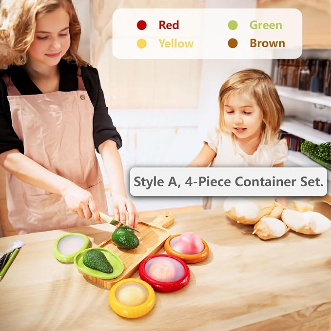 Avocado Saver & Onion Storage, 4Pcs Silicone Fresh Produce Holder | Keep avocados fresh! 4Pcs silicone holder for tomato, lemons, garlic & produce. Ideal fridge fruit vegetable containers. - Image 2