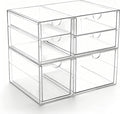 Prsildan Acrylic Makeup Organizer Clear Storage Drawer with 6 Small Drawers | Transparent, Vanity Organizers, For Bathroom Kitchen Cabinet Office Desk Under Sink, Set of 2 by Prsildan