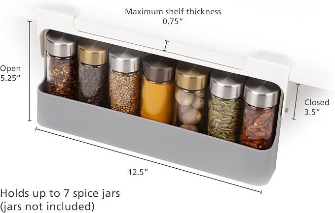 Joseph Joseph Under-Shelf Cabinet Spice Rack Organizer | Space-saving - Image 3