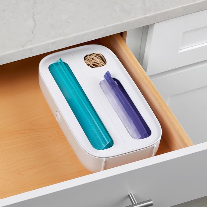YouCopia StoraBag Drawer Food Bags Dispenser, 3-Slot, Plastic Sandwich Bag Organizer For Kitchen Storage, White - Image 5