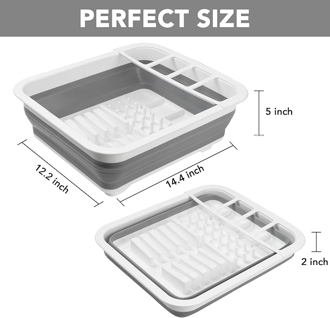 Tiawudi Collapsible Dish Drying Rack, Pop Up Dinnerware Drainer, Portable Plate Organizer for Kitchen RV Campers Travel Trailer, Space Saving Kitchen Storage Tray - Image 2