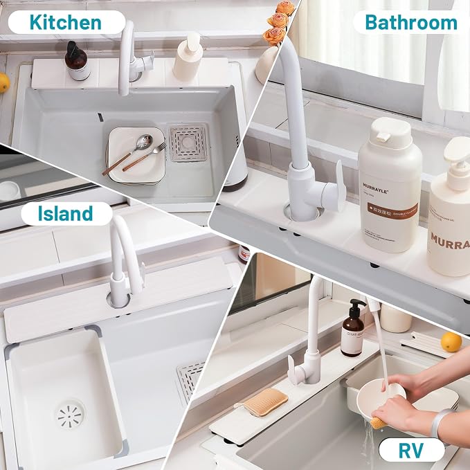 Fast Drying Faucet Mat for Kitchen Sink, Water Absorbent Diatomite Stone Sink Tray with Raised Feet, Kitchen Sink Splash Guard, Prevents Moisture Buildup, Durable Protector for Bathroom Counter - Image 9