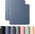 2 Pack Caketime Silicone Dish Drying Mat for Kitchen Counter Multiple Usage for Baking Cooking Grilling Under Sink Office Coffee Accessories Apartment Appliances Pioneer Woman Stuff 12"x12" Blue by CAKETIME