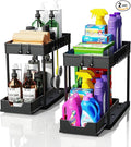 2 Pack black Under Sink Organizers and Storage, 2-Tier Sliding Cabinet Basket Organizer with Hooks, Multi-Purpose Under Sink Organizers and Storage for Bathroom Kitchen by artzon