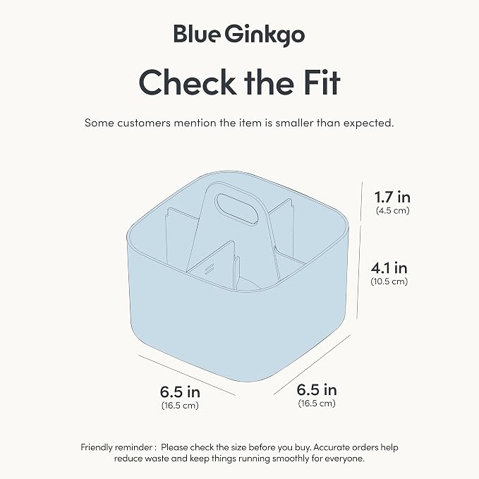 BLUE GINKGO Stackable Organizer Caddy, Square, Blue, Made in Korea | Portable. Adjustable. Home, Office & School Storage. - Image 3
