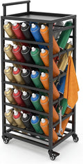 Sidasu Spray Can Organizer,Rolling Cart Garage Spray Paint Storage Rack | 50-Can Capacity, Double-Sided Storage, Locking Casters, Powder-Coated Steel, Tool Tray With 6 Hooks, Garage and Workshop Use by Sidasu