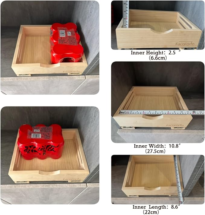 Kitchen Cabinet Organizer, Wood Pull Out Drawer, W12''×D10''×H3'' | Fully Assembled, Slide Out Shelf, Tray Drawer Box - Image 6