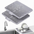 TIKNIK Silicone Dish Drying Mat for Kitchen Counter, Grey-2pcs, 20" x 15" | Heat Resistant & Non-Slip Dish Drain Pad with Built-In Drain, Dishwasher Safe, Quick-Dry, Hangable & Roll-Up for Storage by TIKNIKHomeOutdoor