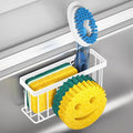 Sponge Holder Smiley Face, Sink Organizer with 2 Suction Cups/1 Adhesive Strips, Designed for Sponge, Soap, Dish Brush, Scrubber - White by MURLONG