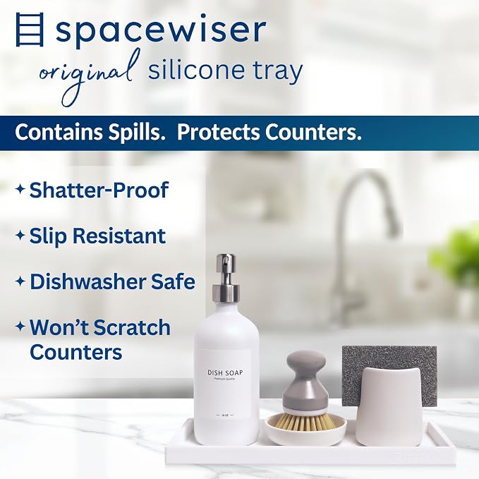 Silicone Countertop & Vanity Bathroom Tray – 2 PC 11.7" | Bathroom Tray Set, Bathroom Tray Countertop, Bathroom Counter Tray, Dish Soap Kitchen Tray & Bathroom Organizer Countertop - Image 2