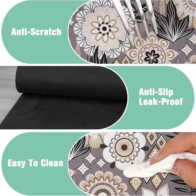 Kitchen Sink Splash Guard Faucet Mat 15" X 5.5" Boho Floral Absorbent Fast Drying Mat Faucet Draining Mat Sink Splash Guard Behind Faucet Drip Catcher for Kitchen Bathroom - Image 6