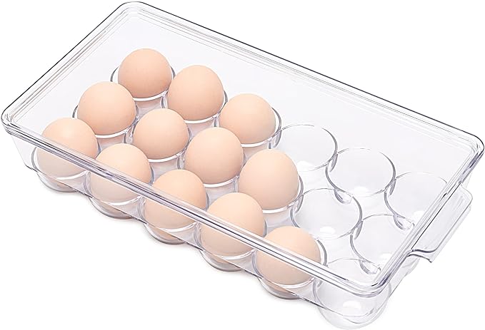 18 Eggs Holder for Refrigerator, Clear Egg Container for Fridge, Kitchen by Ambergron