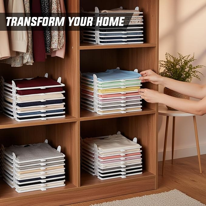 Tshirt Organize for Closet Storage,Shelves for Bedroom Storage | Space-Savin Clothing Organizer for Home Storage ,Ideal for Tshirts ,Sweater ,Pants Storage in Bedroom and Dormroom 20 Pack - Image 2