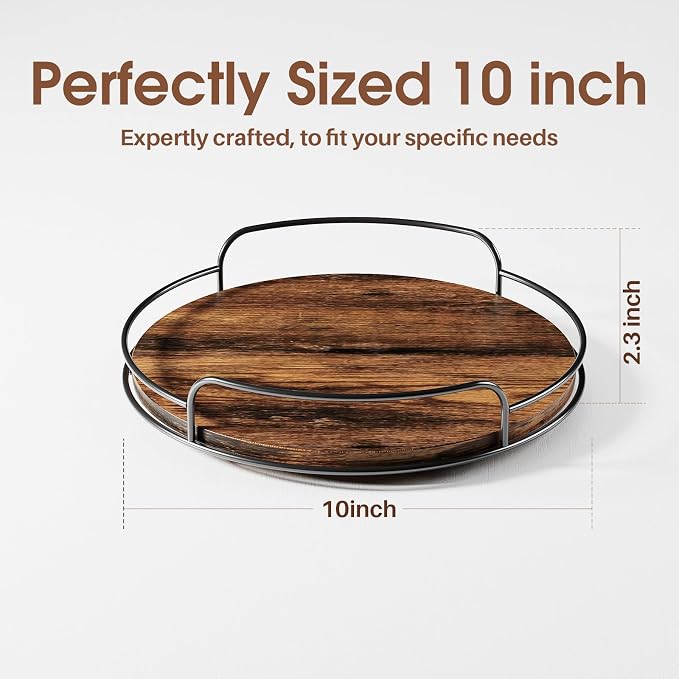 LAMU 10'' Lazy Susan Organizer, Wooden Lazy Susan Turntable for Cabinet, Table Top, Kitchen, Pantry, Bathroom Countertop Organizer, 1 Pack - Image 3