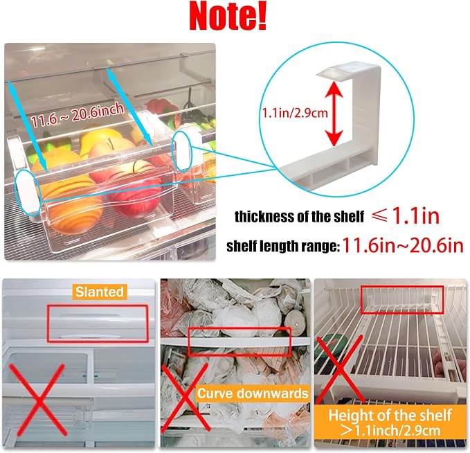 URALFA Fridge Drawer Organizer 2 Pack, Fridge Organizers and Storage | Deli Drawer for Refrigerator, Pull Out Fridge Under Shelf Drawer, Refrigerator Storage Containers for Fruit, Egg, Yogurt - Image 5
