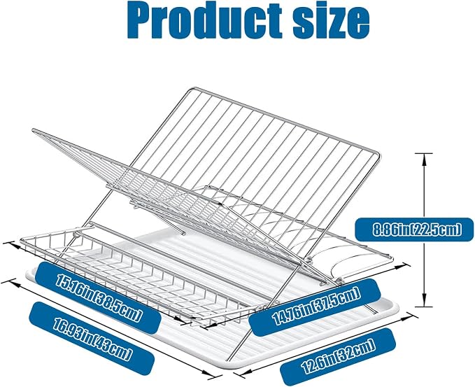 Stainless Steel Foldable Dish Drying Rack, 2 Tier Collapsible Kitchen Rack for Counter, Large Capacity Expandable Dish Drainer Rust Proof - Image 3