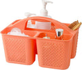 Plastic Portable Shower Caddy Basket with Handle, 3 Compartments, Orange | Storage Organizer with Drain Holes, Sturdy and Durable For Bathroom, Kitchen, College Dorm, Sink, Camping by UUJOLY