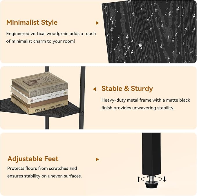 CADUKE Pedestal Sink Shelf, 2 Pack Under Sink Organizers and Storage, Black | 3-Tier Under Pedestal Sink Storage, Bathroom Under Vanity Storage Shelves, Corner Shelf Stand, For Kitchen, Living Room - Image 6