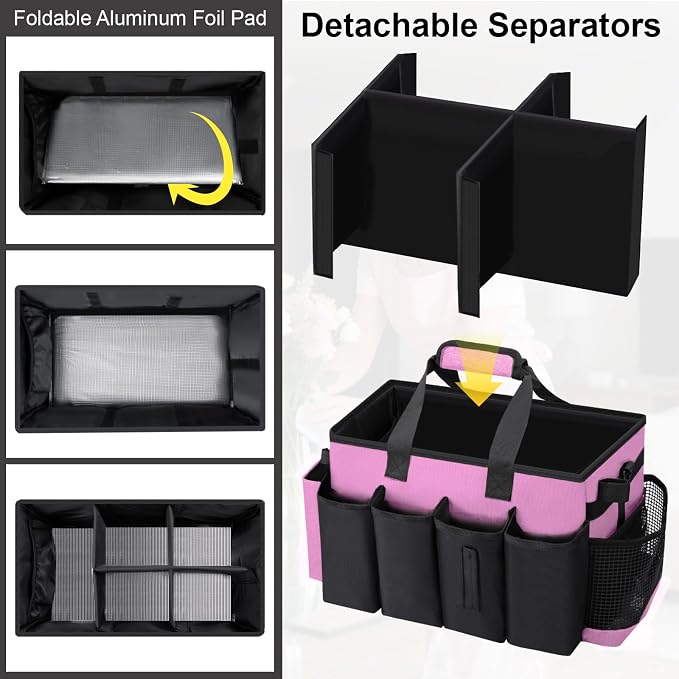 Wearable Large Cleaning Caddy Bag for Housekeepers (Pink) | Cleaning Supplies Organizer with Adjustable Shoulder, Waist & Handle Straps, Detailing Bag for Kitchen Supplies - Image 4