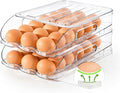 SMRCAD 36-Egg Dispenser with Silicone Bumpers, Auto-Rolling, Stackable | BPA-free food-grade PET | Stackable with lid | Built-in handle | 11.92"L x 8.85"W x 5.4"H | Hand wash only by SMRCAD
