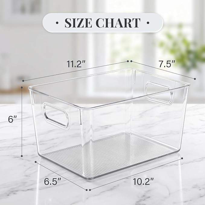 Heyuzb Pantry Organizers and Storage Large Capacity Under Sink Organizers, 2 PACK Clear Plastic Storage Bins for Kitchen, Laundry Room, Cabinet, Bathroom, Closet - Image 2