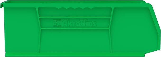 Akro-Mils 30234 AkroBins Plastic Storage Bins, 15"x5"x5", Green, 12-Pack | Space-Saving Stackable Bins for Garage, Pantry, Craft Organization - Image 2