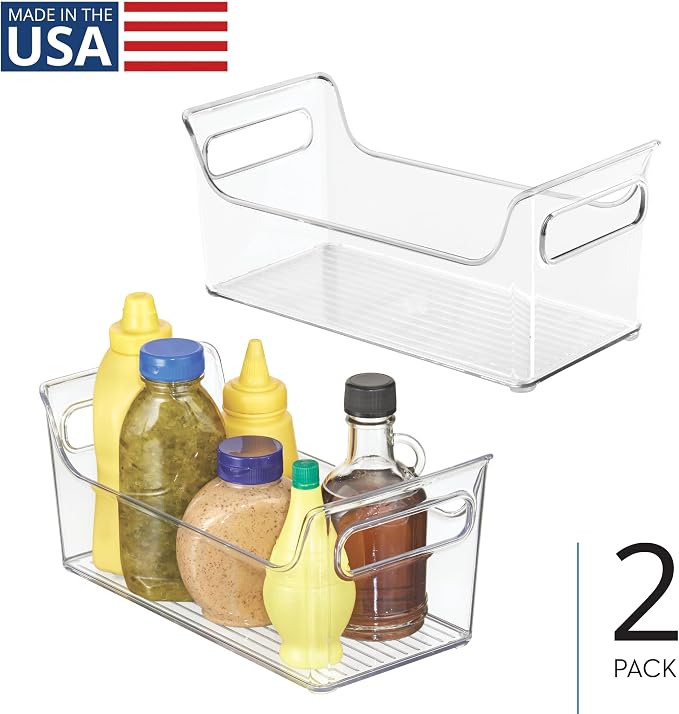 iDesign Plastic Condiment Organizer with Handles, Set of 2, Clear | For Fridge, Made in USA - Image 2