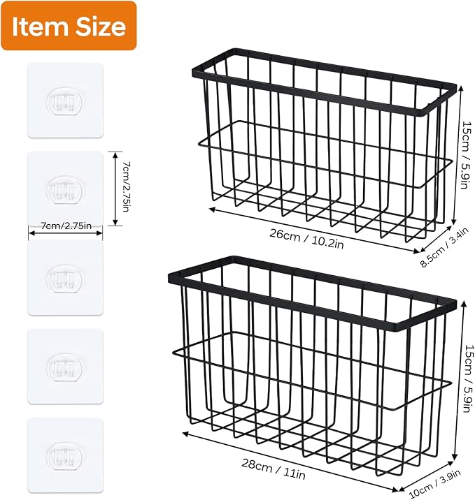 FAMNONE 2-Pack Adhesive Cabinet Door Organizer, 5.9" Inside Cabinet Storage | Lid Organizer for Cabinet, No Drill Wall Mounted Storage Box for Pantry Door, Kitchen & Bathroom Space Saving Organizer - Image 3