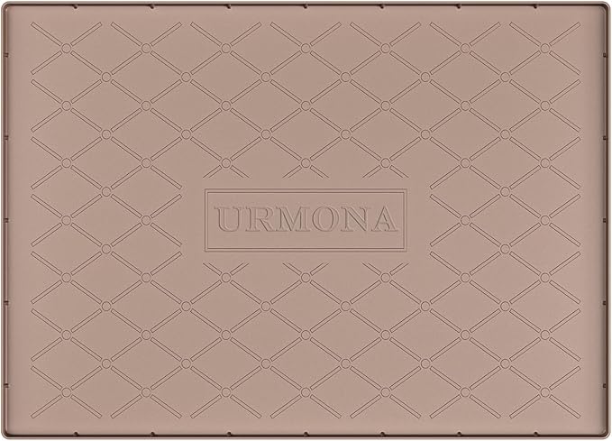 URMONA 28" x 22" Waterproof Silicone Mat in Multiple Sizes & Colors, Under Sink Mat for Kitchen & Bathroom, Pet Food Pad for Dogs & Cats, Kitchen Cabinet Liner, Multi-Purpose for Storage(Khaki) by URMONA