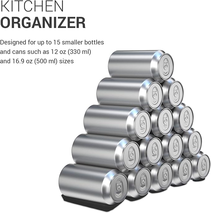 kwmobile Bottle Stacking Mat - Refrigerator Organizer to Stack Bottles, Cans, Beer, Soda - Non-Slip Holder Rack - Image 4