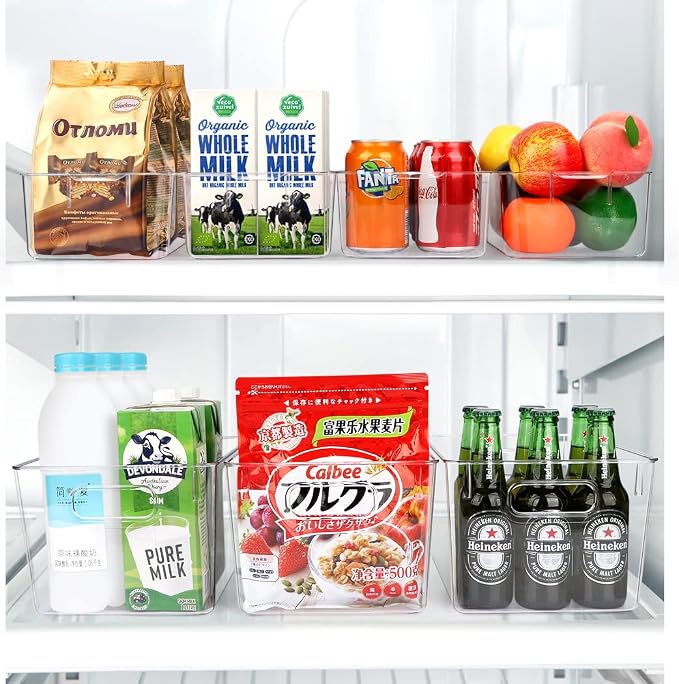 Set Of 10 Refrigerator Pantry Organizer Bins, Clear Plastic Food Storage Bins for Kitchen, Countertops, Cabinets, Fridge, Freezer, Bedrooms, Bathrooms, Fridge Organizer Bins Pantry Storage Containers - Image 2