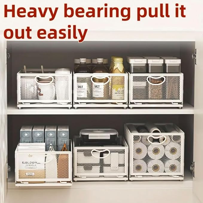 1 Pack Pull out Cabinet Organizer with Sliding Drawer,9.6"W x11.8"D x 8.4"H | Under Sink Organizers and Storage Rack, Adhesive Nano Film Heavy Duty Slide out Pantry Shelves for Kitchen,Sink - Image 5