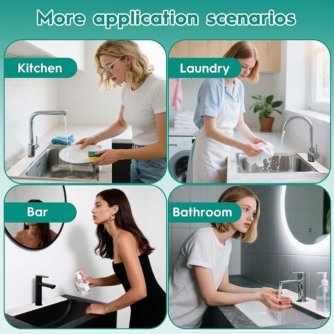 24 Inch Inch Stone Faucet Mat for Kitchen Sink, White | Sink Splash Guard, Water Absorbing Stone Tray, Super Absorbent, Diatomite Drain Protector，for Kitchen Bathroom Counter - Image 7