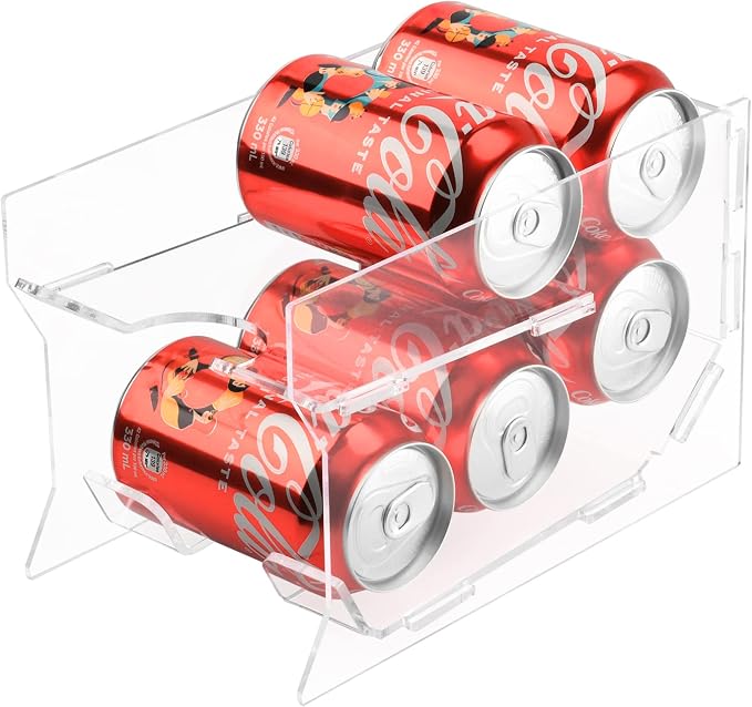 Soda Can Organizer for Mini Fridge, 9'' Acrylic Rolling Can Organizer Dispenser, Auto Beverage Can Holder Rack, Can Storage Organizer, Can Drink Holder for Canned Food Beer 12oz Standard Cans by Homakover