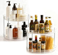 2-Pack 2-Tier Clear Lazy Susan Turntable Organizer, 9.5" Rotating Spice Rack for Kitchen Cabinet, Countertop Tray for Bathroom & Vanity to Organize Makeup, Perfume and Jewelry by EODELLY