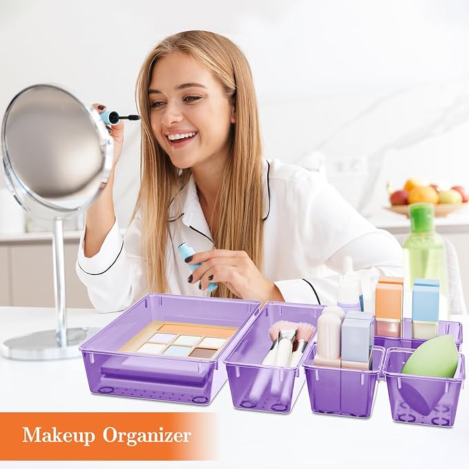 SpaceHacks 25 PCS Plastic Drawer Organizer, 4-Size Versatile Organizer Trays & storage Bins - Image 5