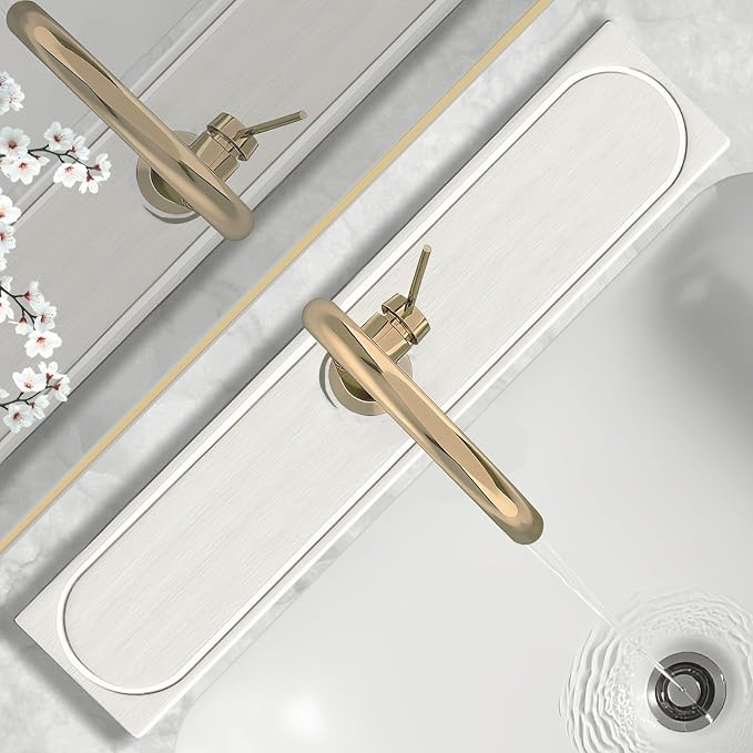 Faucet Mat for Kitchen Sink with Raised Feet, Fast Drying Diatomite Stone Sink Tray, Water Absorbent Faucet & Sink Splash Guard, Prevents Moisture Buildup, Durable Protector for Bathroom Counter by Unknown