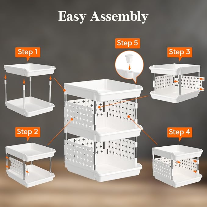 Lifewit 3 Tier Plastic Stackable Storage Baskets for Clothes 1 Pack, White | Stacking Bins for Food, Multifunctional Organizer for RV, Kitchen, Playroom, Pantry and Bathroom - Image 5