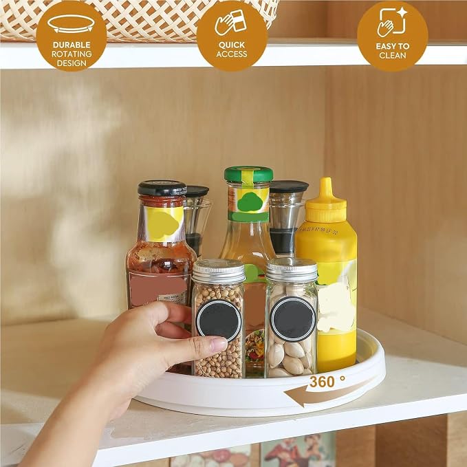 Set of 2, 10 Inch Non-Skid Lazy Susan Organizers - Turntable Rack for Cabinet, Pantry Organization and Storage, Kitchen, Fridge, Bathroom Makeup Vanity Countertop, Under Sink Organizing, Spice Rack - Image 6