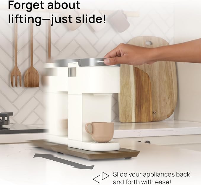 Ibyx Appliance Slider, Sliding Tray for Coffee Maker, 7.5x14.5 in, Brown | For Coffee Maker & Heavy Kitchen Appliances, Easy Slide, Made of Premium Bamboo, Space-Saving Kitchen Organizer 40lb Capacity - Image 2