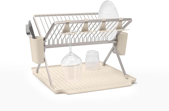 Brabantia SinkSide Large Foldable Dish Drying Rack (Soft Beige), Sleek Kitchen Drainer with Removable Cutlery Basket, Countertop Dish Rack for Dishes and Kitchen Accessories by Unknown