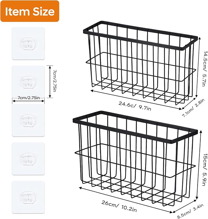 FAMNONE 2-Pack Adhesive Cabinet Door Organizer, 5.9" Inside Cabinet Storage | Lid Organizer for Cabinet, No Drill Wall Mounted Storage Box for Pantry Door, Kitchen & Bathroom Space Saving Organizer - Image 3