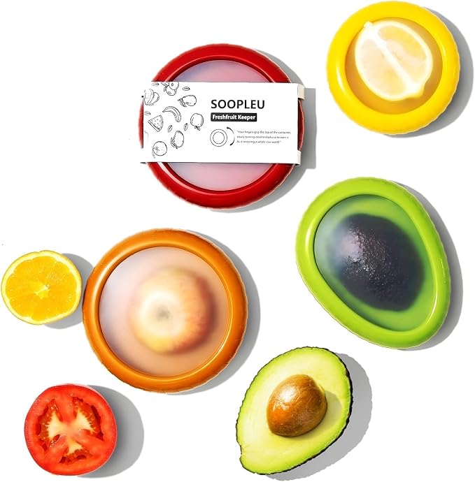 Avocado Saver & Onion Storage, 4Pcs Silicone Fresh Produce Holder | Keep avocados fresh! 4Pcs silicone holder for tomato, lemons, garlic & produce. Ideal fridge fruit vegetable containers. by IGNITINGHOMEANDKITCHENDELI
