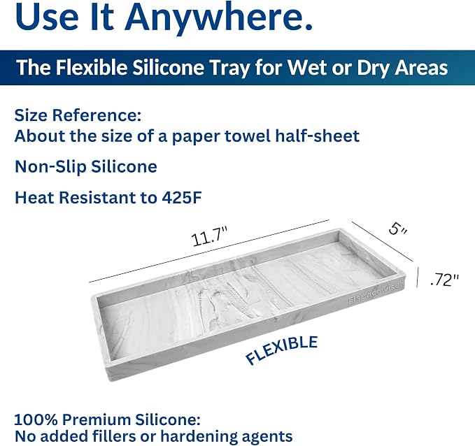 Silicone Countertop & Vanity Bathroom Tray – 2 PC 11.7" | Bathroom Tray Set, Bathroom Tray Countertop, Bathroom Counter Tray, Dish Soap Kitchen Tray & Bathroom Organizer Countertop - Image 3