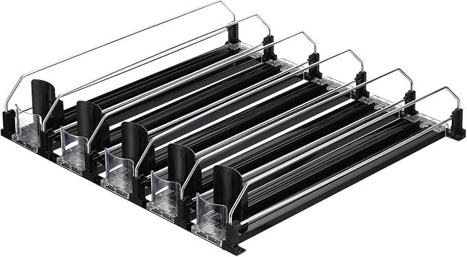 uxcell 5pcs Drink Organizer for Refrigerator, Self-Pushing Soda Can Organizer Width Adjustable Drink Dispenser Beverage Pusher for Fridge Pantry Vending Machine, Black by uxcell