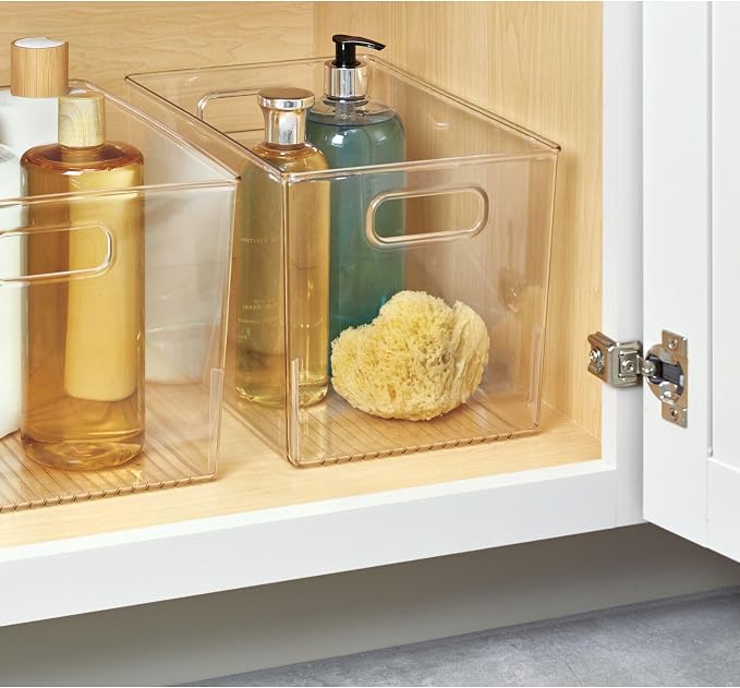 iDesign Linus BPA-Free Plastic Deep Kitchen Storage Bin, Clear | With Handles, 12" x 8" x 7.75" - Image 5