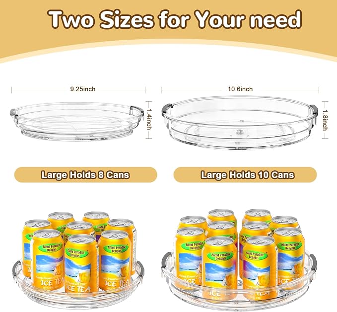 INCOSTAR Lazy Susan 2 Pack, 9 Inch Clear Turntable for Kitchen Cabinet | Rotating Spice Rack, Pantry Organizer and Storage, Bathroom Countertop Organizing for Makeup Vanity - Image 3