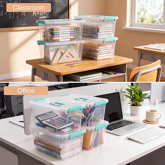 Storage Bins with Lids,7Qt Clear Stackable Storage Containers With Lids Buckle Latches.Perfect for LEGO, Crafts, Office Supplies, and Dorm Room Organization,6-Pack - Image 5